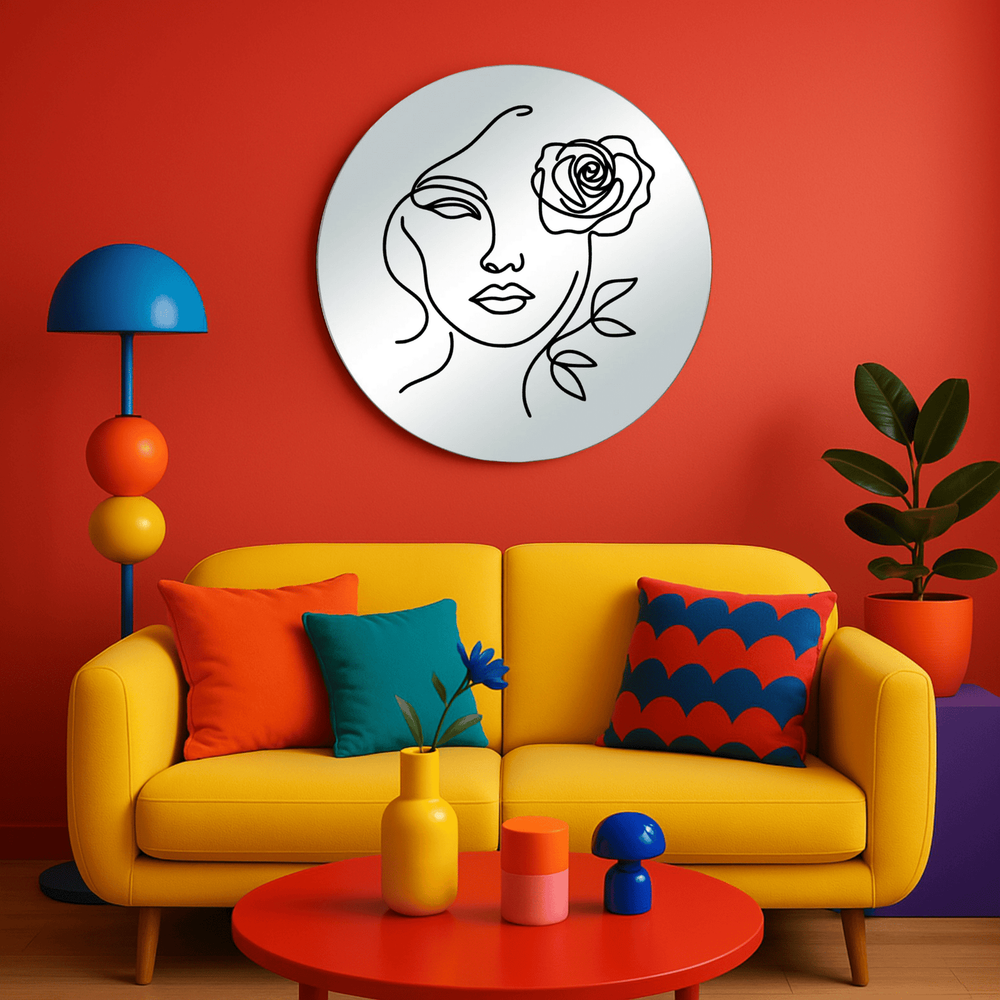 Miroir mural - Lineart Woman - double éclat