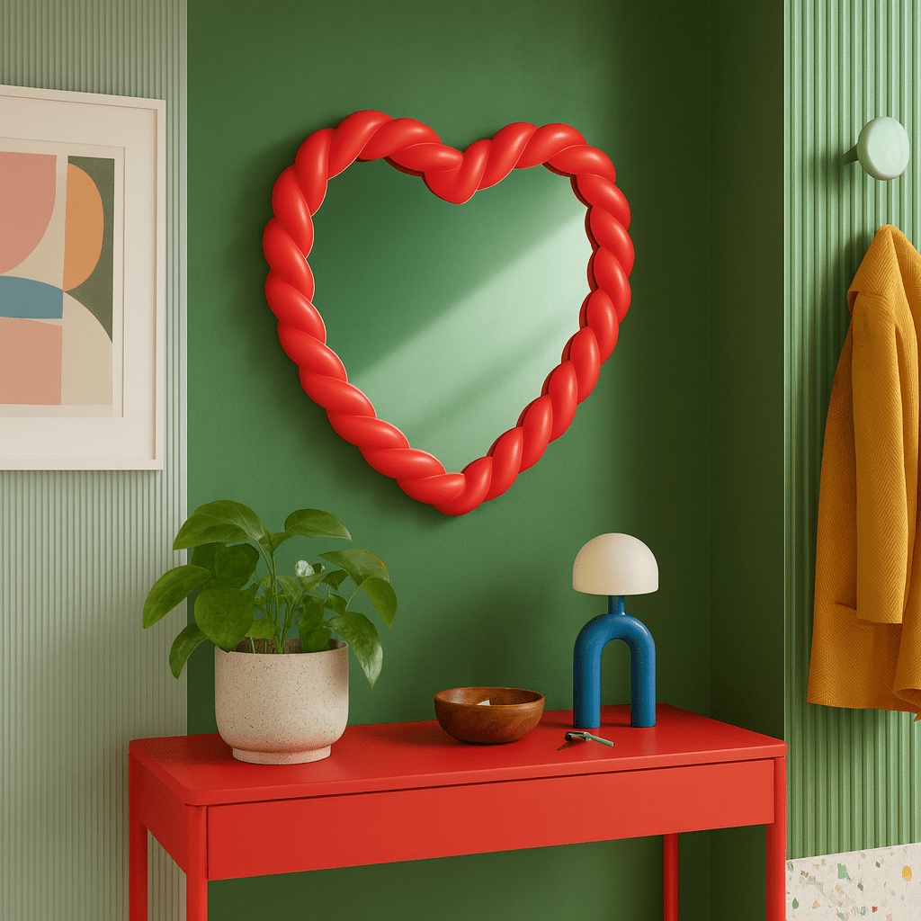 Miroir Torsadé - Coeur rouge - double éclat