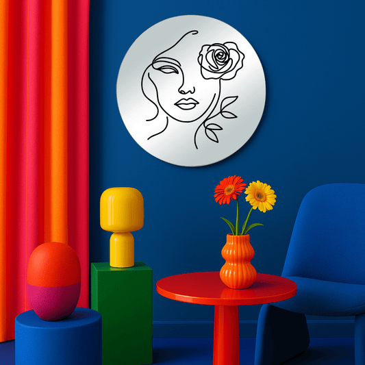 Miroir mural - Lineart Woman - double éclat