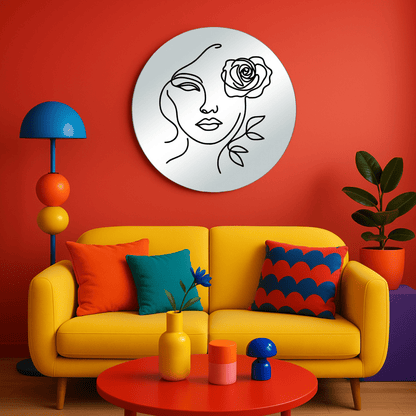Miroir mural - Lineart Woman - double éclat