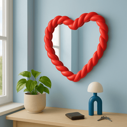 Miroir Torsadé - Coeur rouge - double éclat