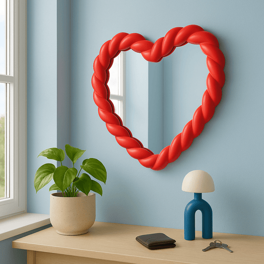 Miroir Torsadé - Coeur rouge - double éclat